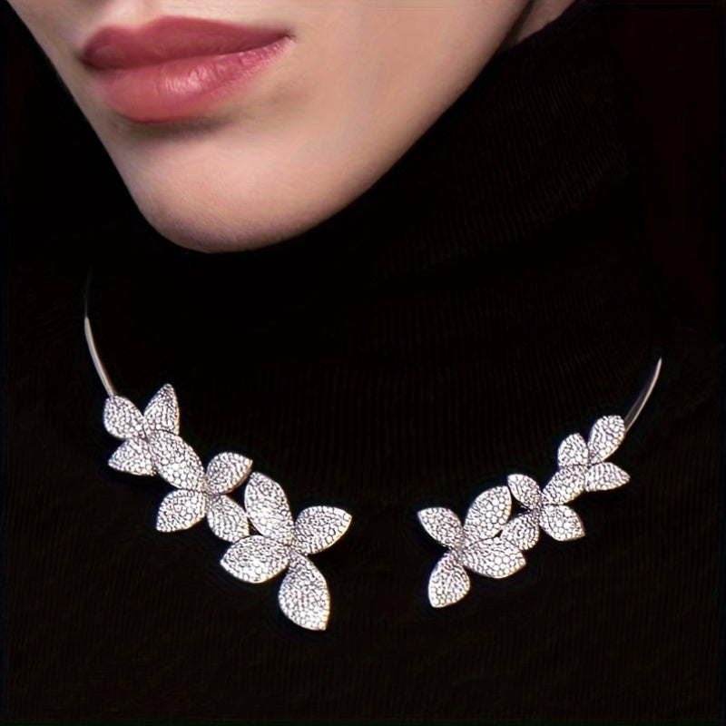 Women's Rhinestone Flower Collar Necklace Elegant Jewelry for Women