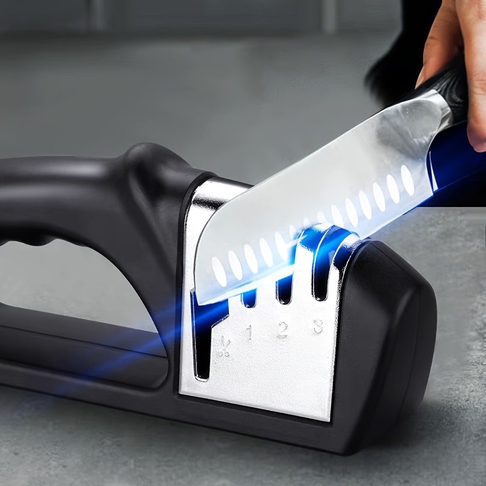 4-Stage Knife Sharpener with Diamond and Ceramic Rods for Kitchen and Scissors