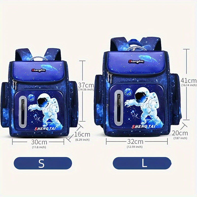 Waterproof School Backpack for Teens Cartoon Astronaut Large Capacity Lightweight Polyester