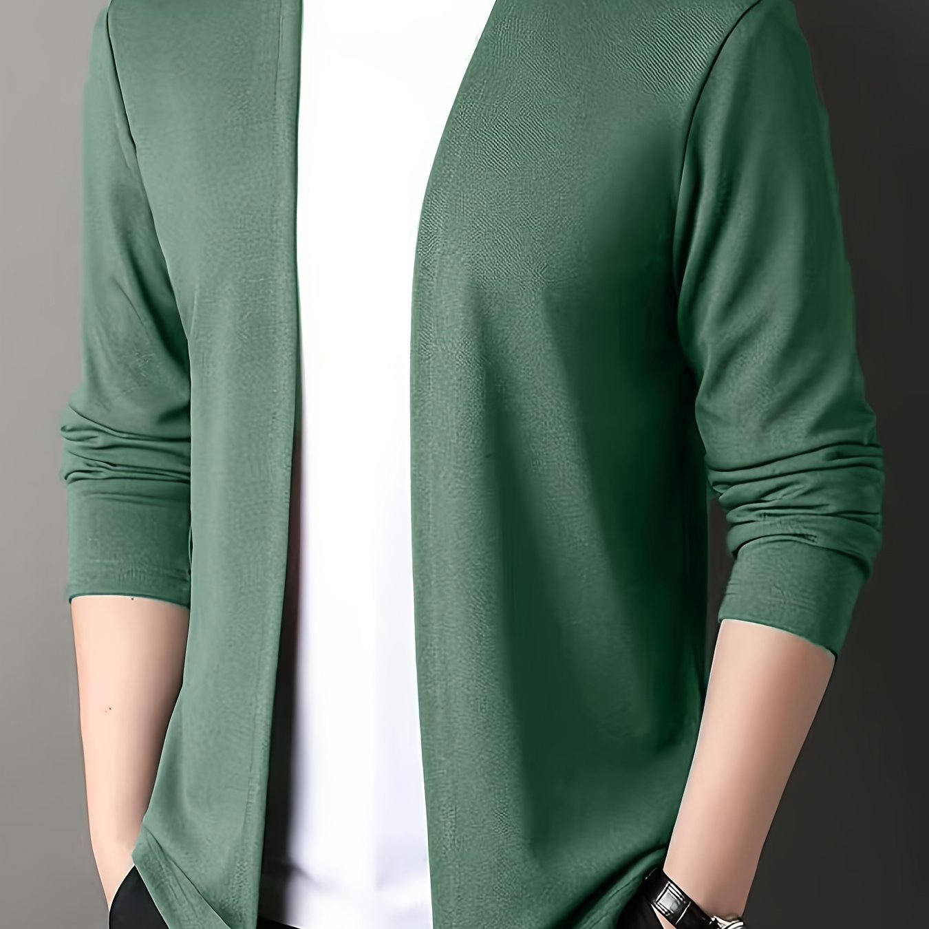 Men's Slim Fit Knitted Cardigan Long Sleeve Solid Casual Fall Polyester