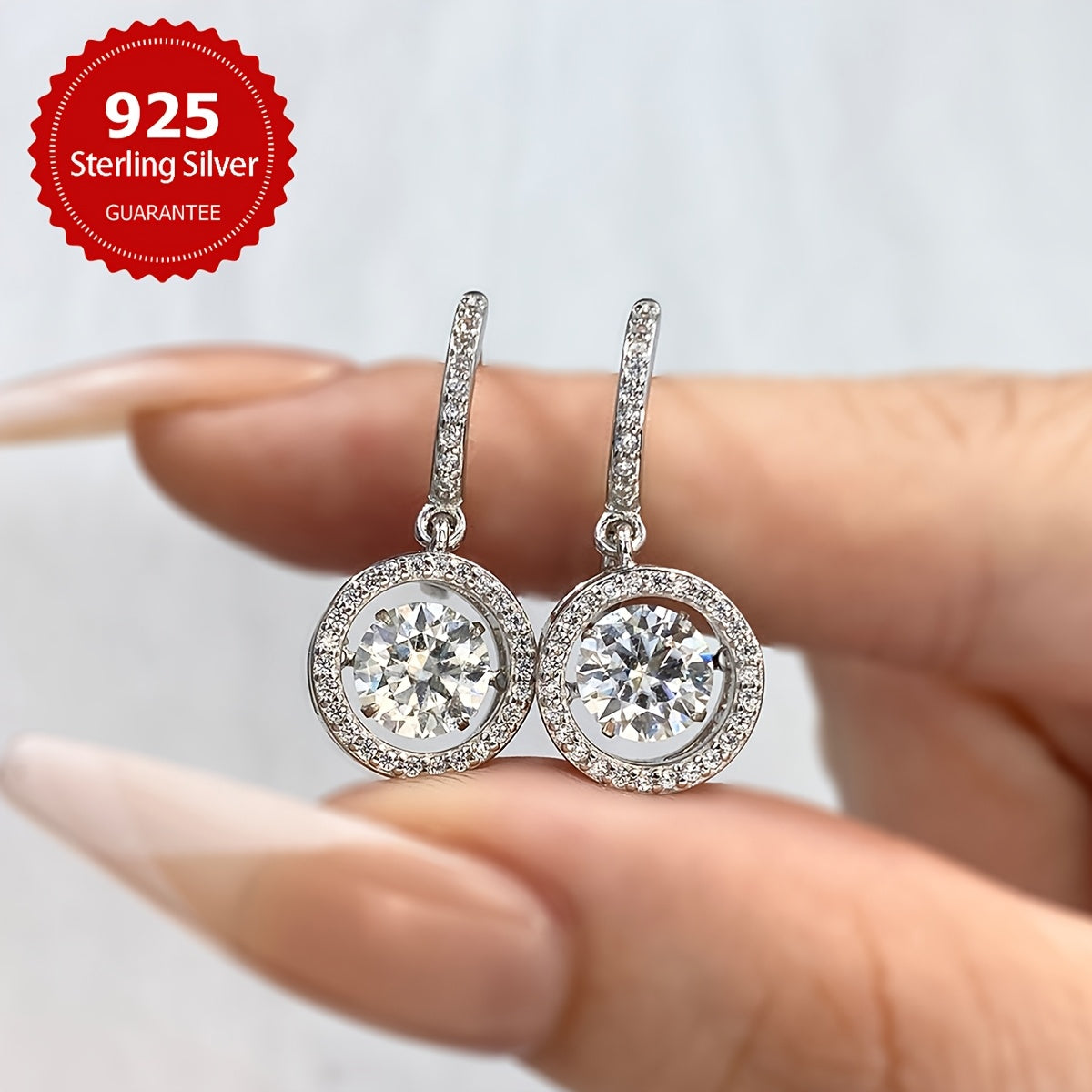 Sterling Silver 1CT Moissanite Hoop Earrings for Women Wedding Engagement