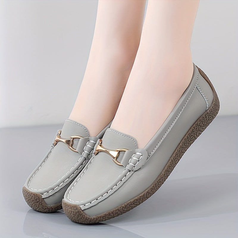 Women's Flat Loafers Casual Slip-On Shoes Lightweight Solid Color Mary-Jane