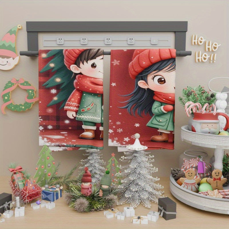 Set of 2 Christmas Snowflake Kitchen Towels 45.72x66.04 cm Holiday Decor