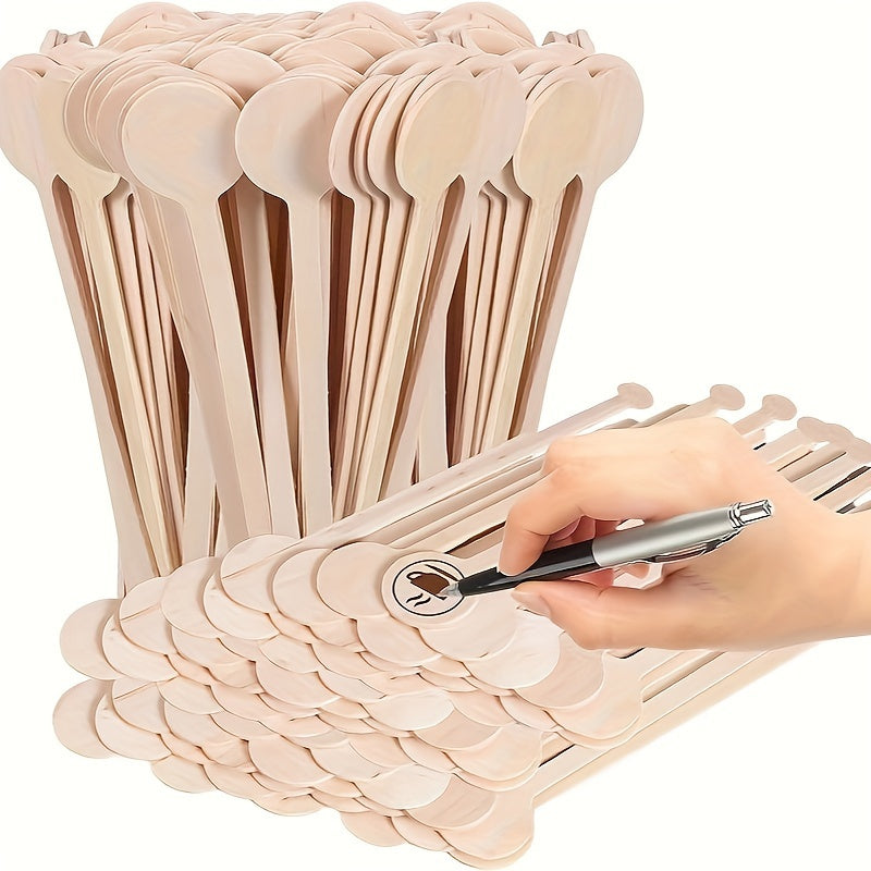 100 Disposable Wooden Coffee Stir Sticks Round End for Coffee Tea Cocktails