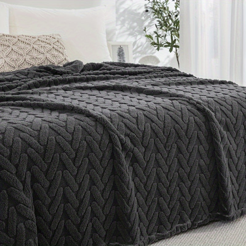 Contemporary Geometric Taffeta Throw Blanket 250-300gsm Multi-Use Home Decor