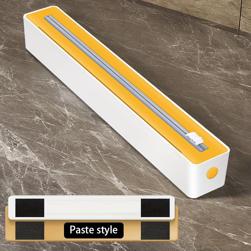 Kitchen Gadget Refillable Plastic Wrap Dispenser with Cutter and Food-Safe Tin Foil Cutting Tool