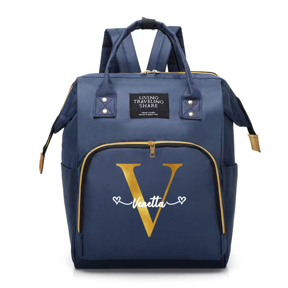 Personalized Oxford Cloth Diaper Bag with Large Capacity and Bottle Organizer