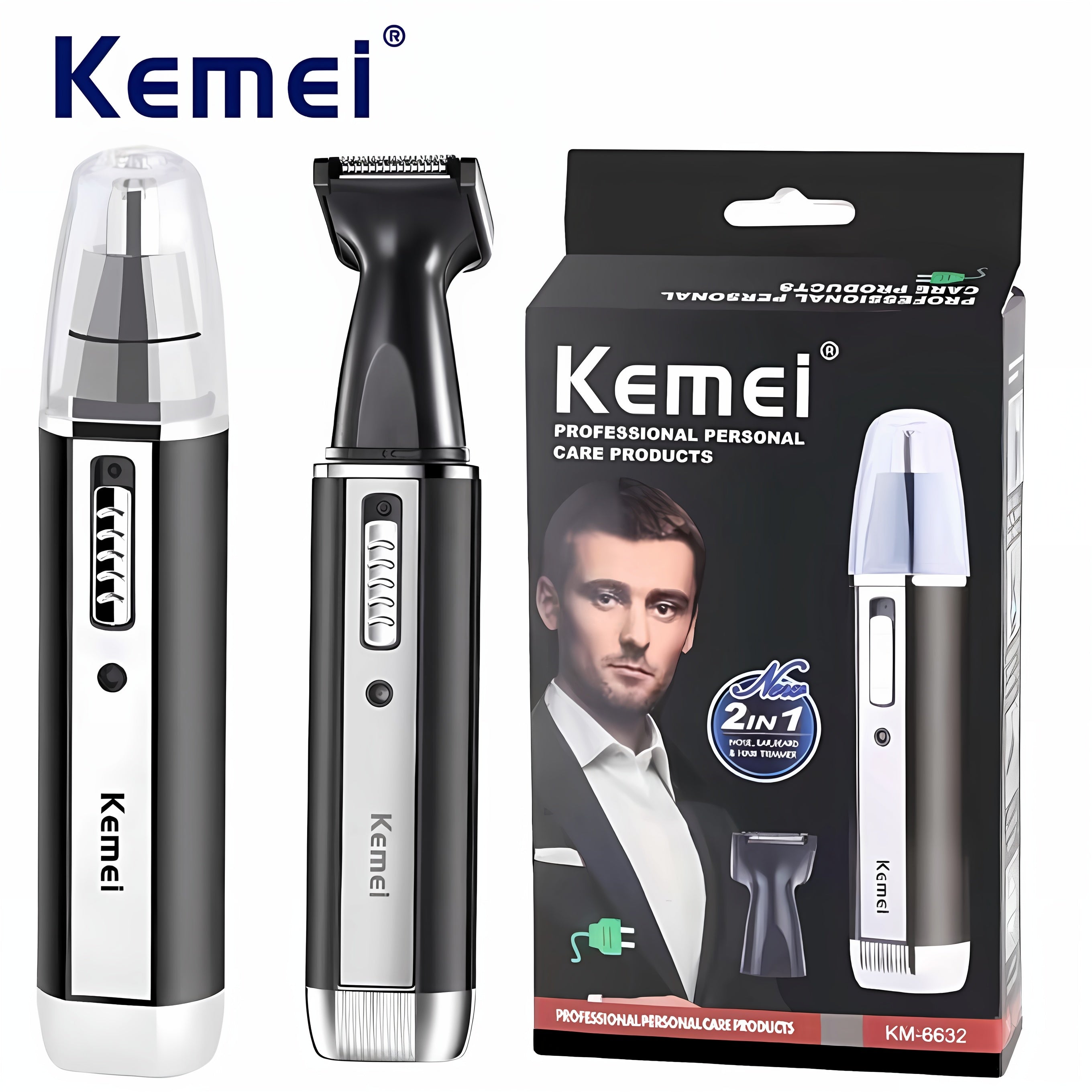 Rechargeable Nose and Ear Hair Trimmer Set with High-Torque Motor and USB Charging