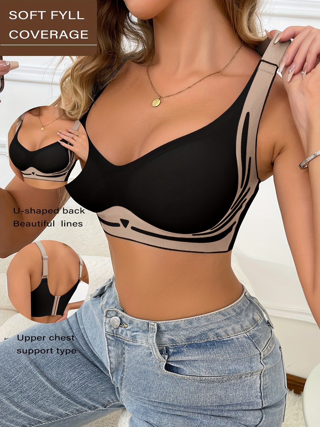 Women’s Wireless Bralette Tops 4-Pack Breathable Polyamide Elastane Solid Colors