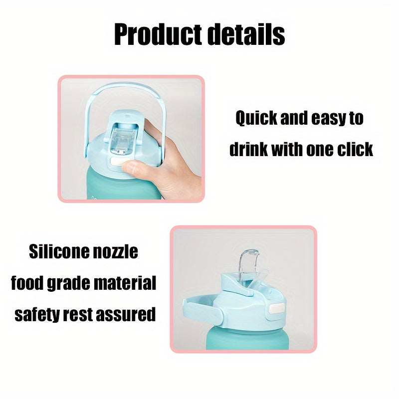 Set of 3 Sports Water Bottles with Time Marker Leakproof One-Click Open Lid for Fitness and Outdoor Activities