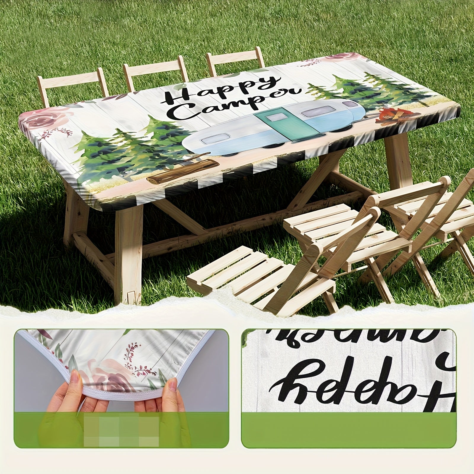 Outdoor Picnic Tablecloth Set with 4 Elastic Covers for Outdoor Dining and Parties