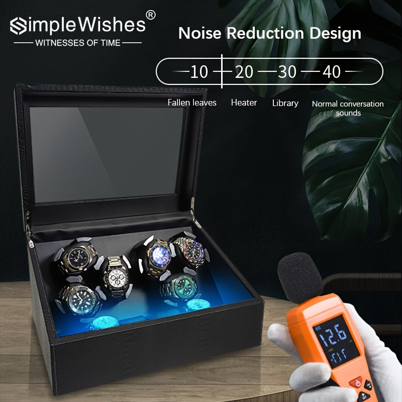 Avtomatik soatlar uchun 3/6 joyli, LED orqa yoritish va yumshoq yostiqchali hashamatli soat aylantiruvchi.