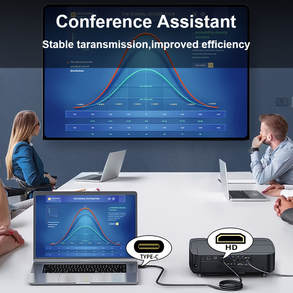 4K USB-C to HDMI Cable Thunderbolt 3/4 Compatible Flat Black for MacBook Pro iPad Pro Samsung Galaxy Surface Devices