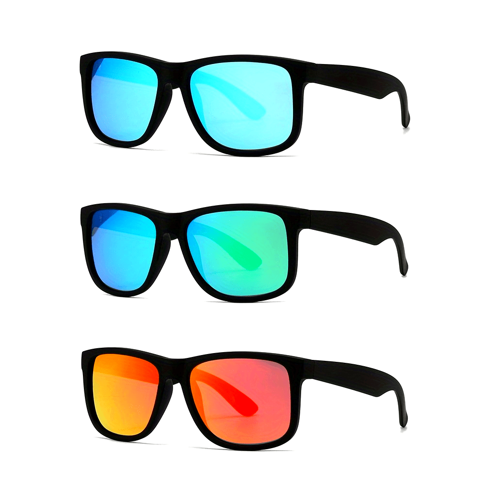 Retro kvadrat moda ko‘zoynaklar Erkaklar Ayollar Matte qora rangli rang-barang linzalar uchun ochiq havoda sport sayohat