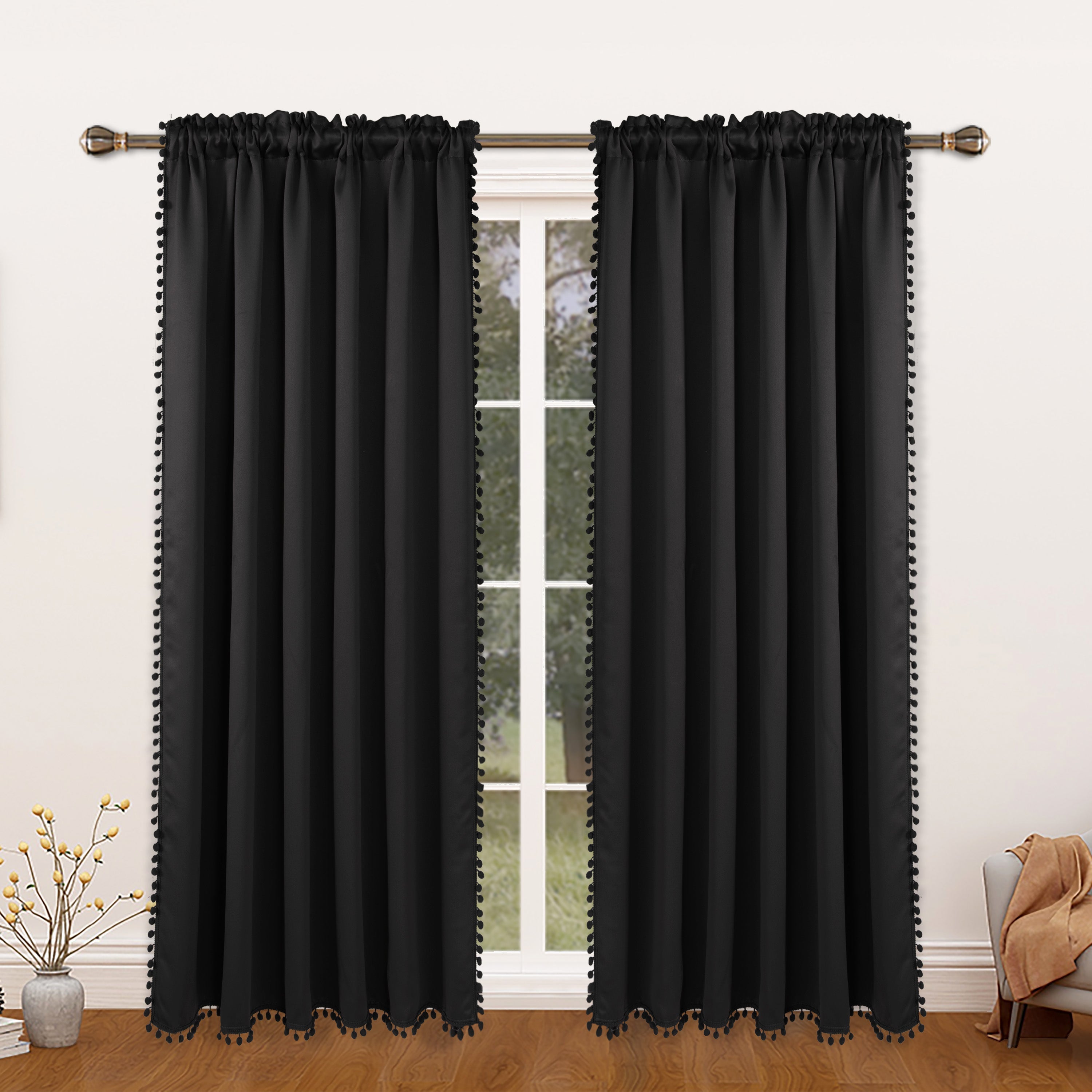 Thermal Insulated Blackout Curtain Panel for Living Room and Kitchen, Rod Pocket Design
