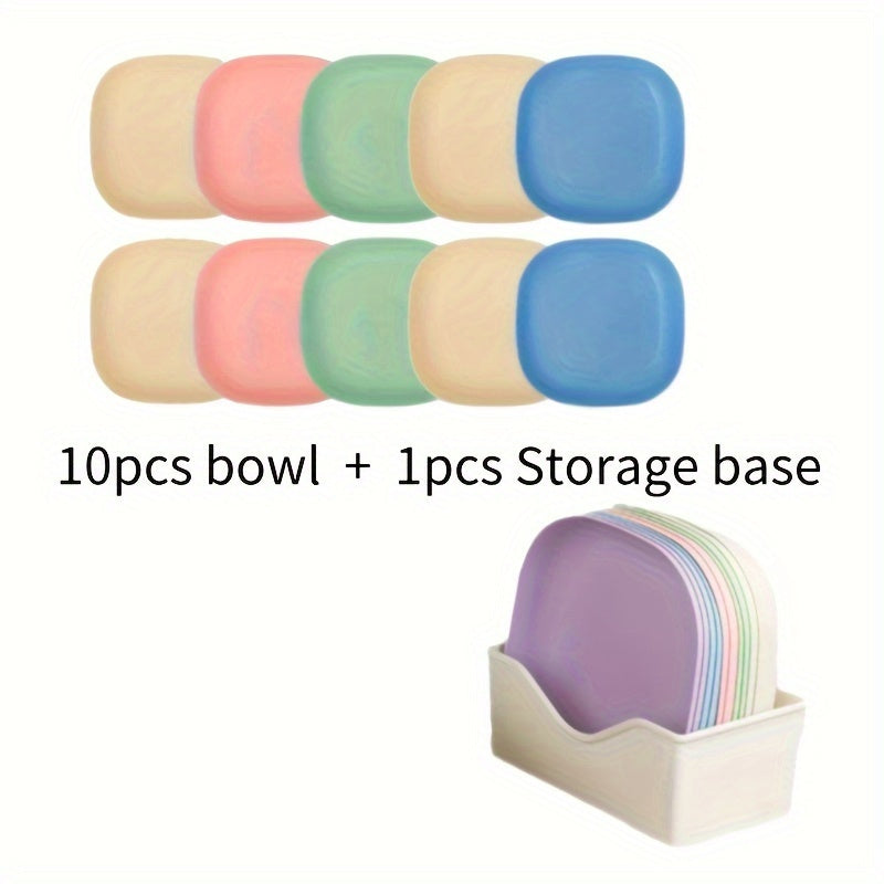 11pcs Non-Slip Plastic Cat Food and Water Bowls Set Colorful for Small Cats and Kittens
