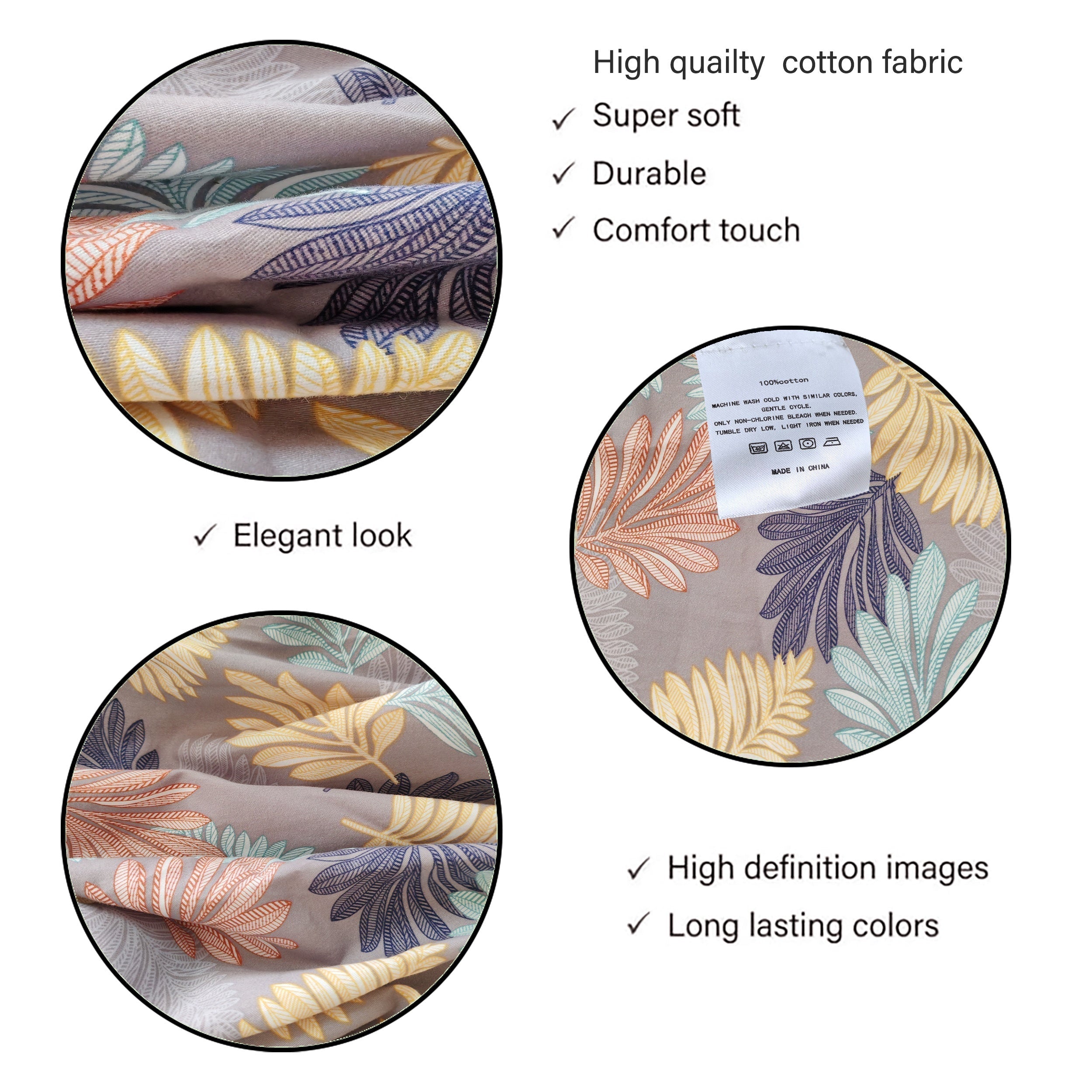 Breathable Pillowcase with Envelope Closure in Multiple Sizes and Floral Patterns