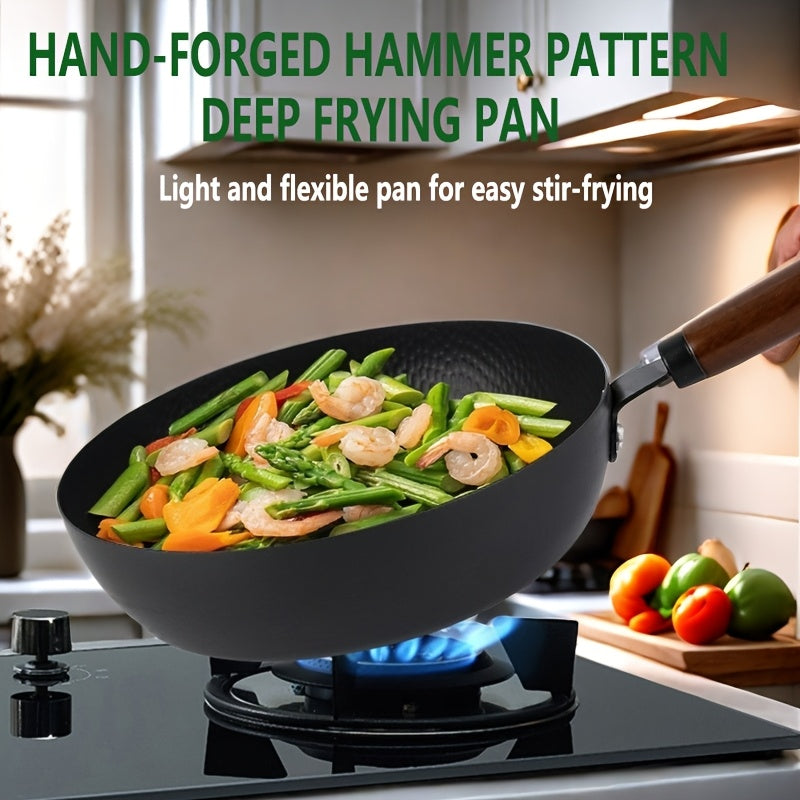 Одна 11-дюймовая ручная ковка чугунная сковорода - Подходит для индукционных, электрических, газовых и галогенных плит - Прочная, многофункциональная и устойчивая к высоким температурам - Без покрытия и антипригарная - Идеальная кухонная посуда (1 шт.)