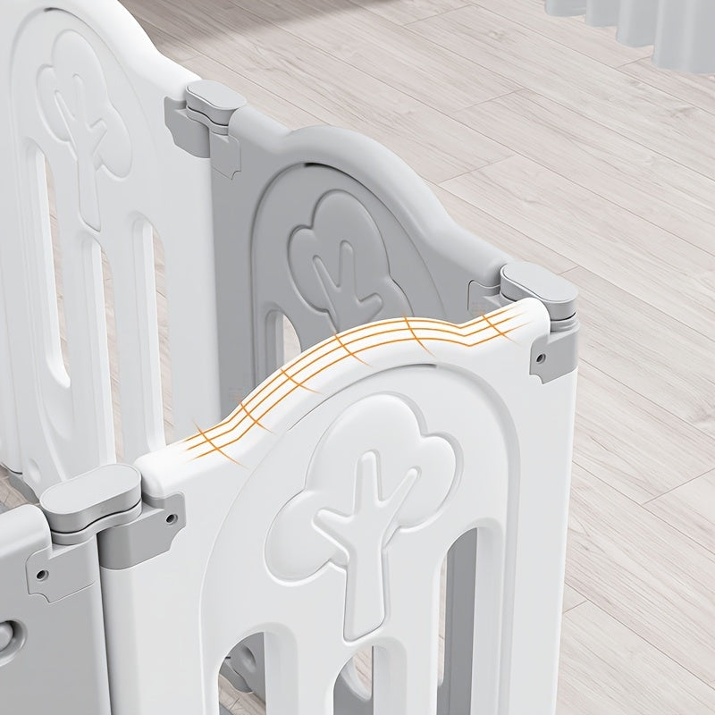 White Dinosaur Fence Set with Crawl Mat Basketball Hoop and Ocean Balls