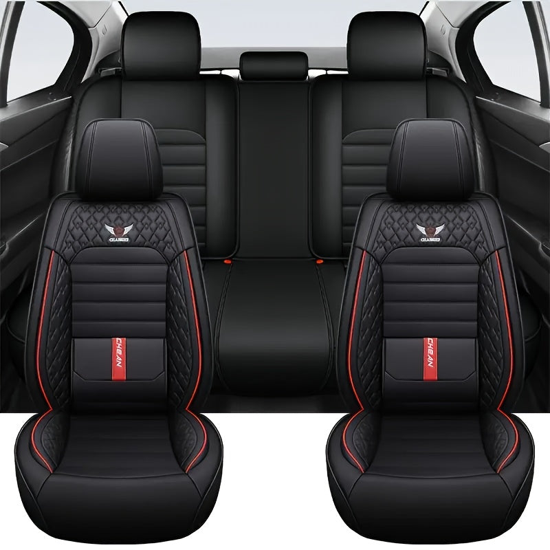 Avtomobillar uchun to'liq o'rindiq qopqog'i to'plami, qora, qizil tikuvlar, tarmoq ventilyatsiya, chidamli
