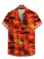 Men's Plus Size Hawaiian Shirt Tropical Island Print Short Sleeve Casual Polyester
