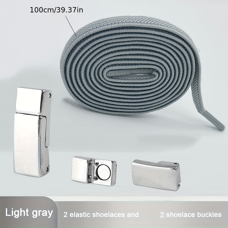 Unisex Metal Magnetic Shoelace Buckle Solid Color Elastic Lace Clip