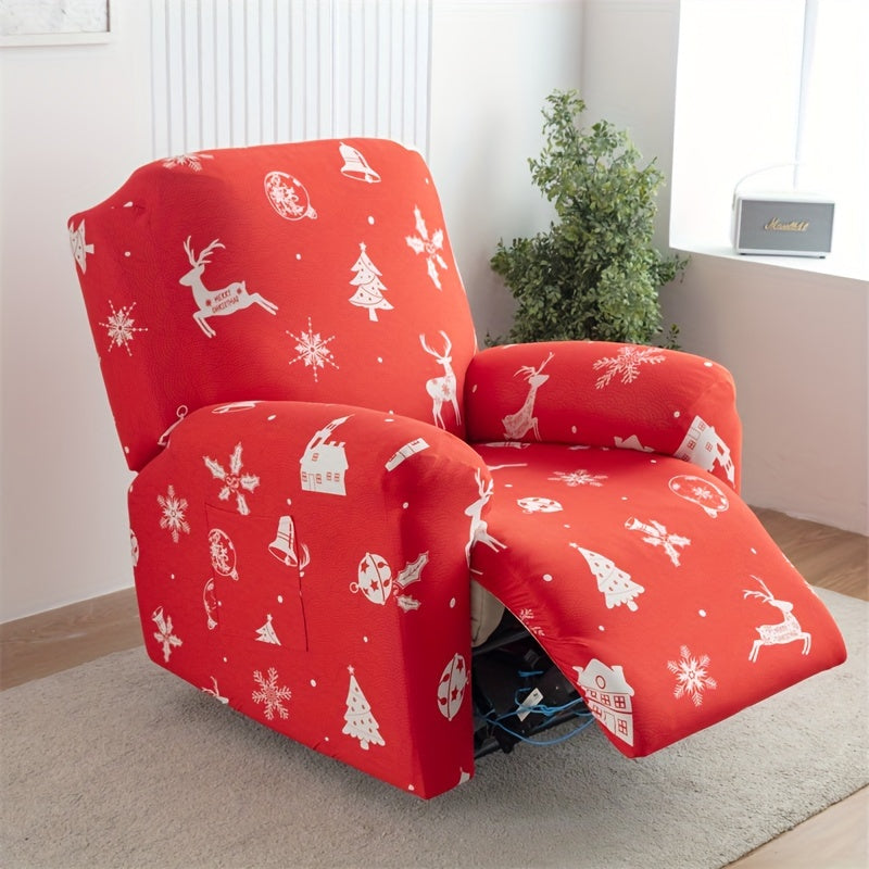 Чехол для кресла-качалки в стиле бохо с карманом, нескользящий, машинная стирка, синего цвета, изготовлен из полиэстера и спандекса.