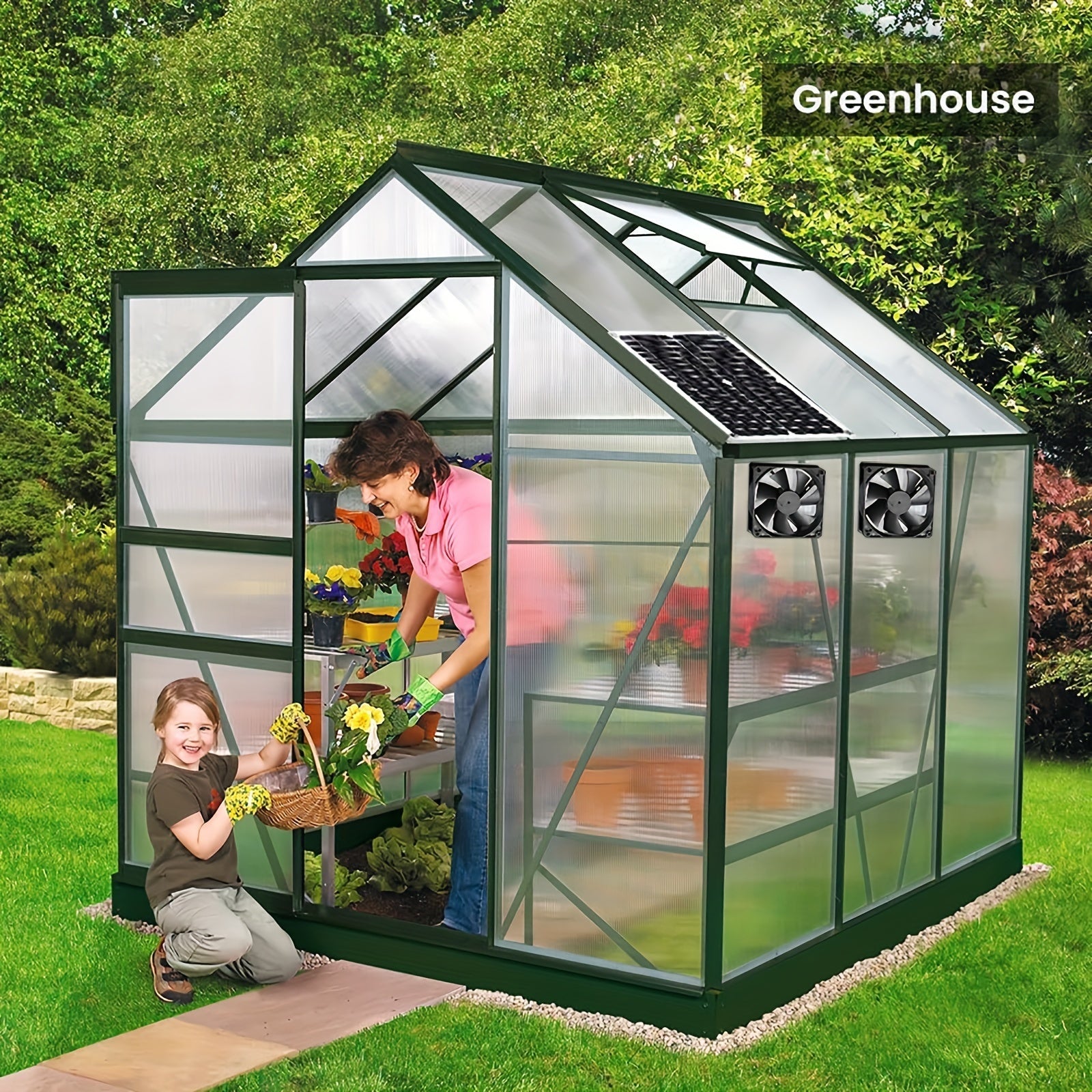 Solar Panel Fan Kit for Greenhouses and Outdoor Ventilation Weatherproof Rainproof