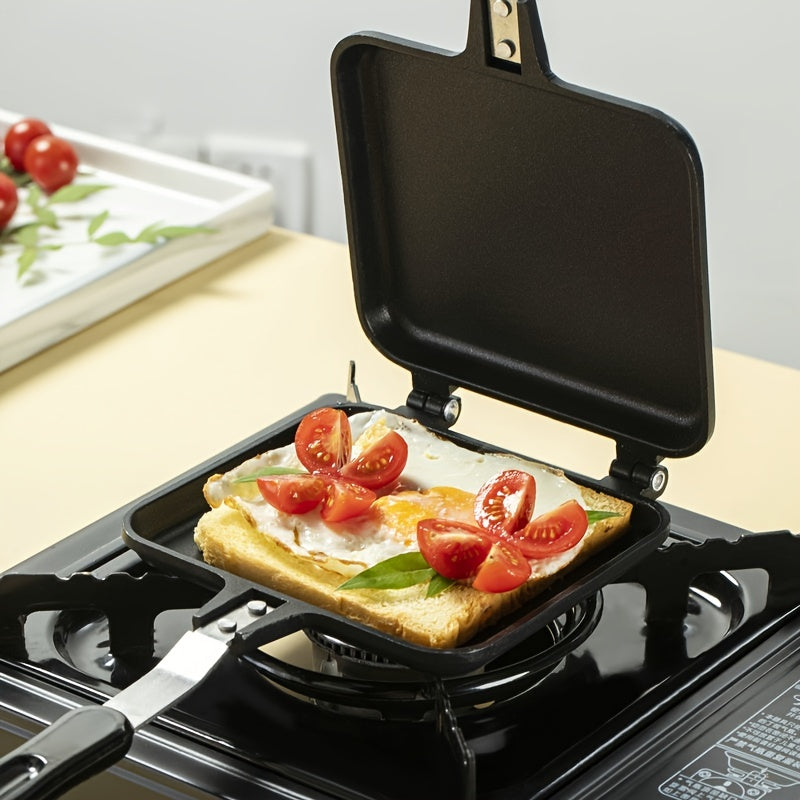 Sartén para sándwich de aluminio, antiadherente, doble cara, bandeja para hornear tostadas para desayuno, tortilla, camping