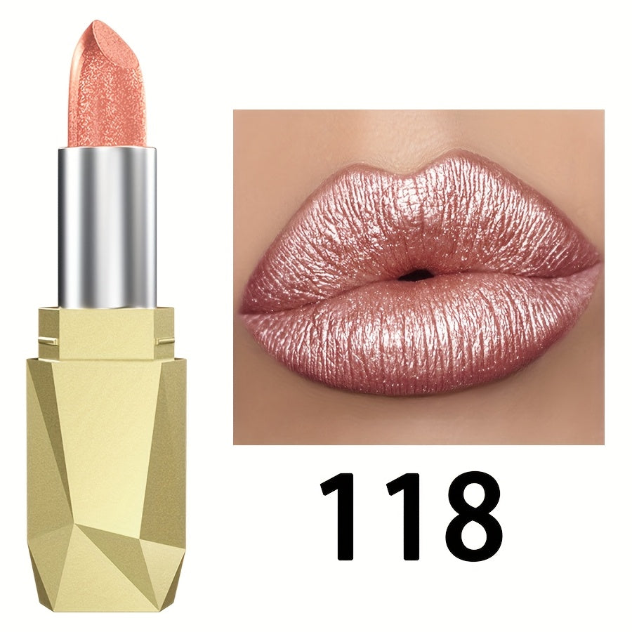 Pintalabios perlescente para mujer, de alta pigmentación, no se desvanece, con gloss hidratante