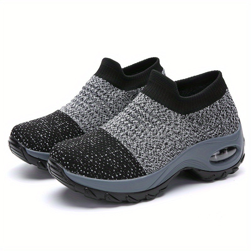Zapatillas de media caña transpirables para mujer con amortiguación de aire, color sólido, para todas las estaciones