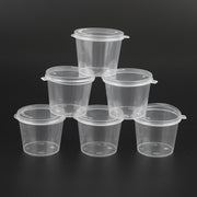 Set of 100 Clear Plastic Sauce Cups with Lids Food Grade Condiment Containers