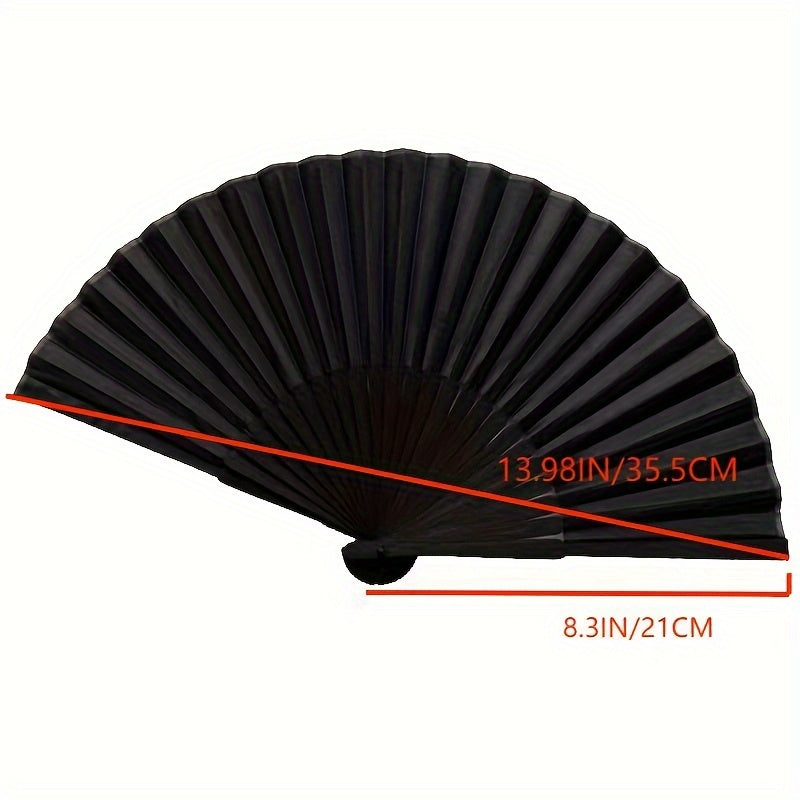 Black Folding Fan Set of 3 for Parties and Gifts