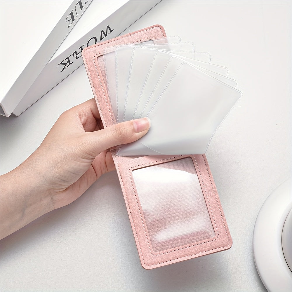 Легкий кожаный держатель для карт для женщин, тонкий карман для слайдов, модные аксессуары