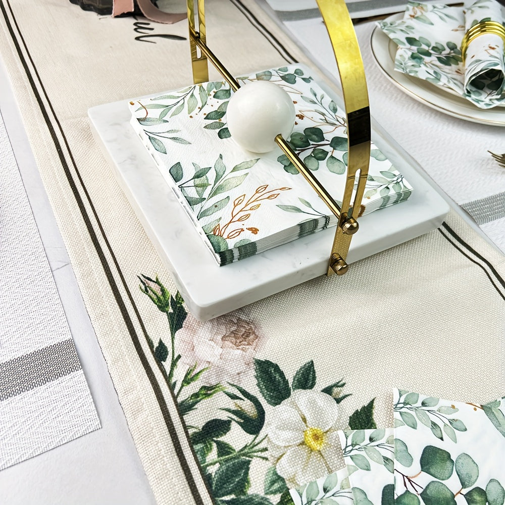60 Элегантных салфеток из эвкалипта и золотого листа - Мягкие и впитывающие 2-слойные бумажные полотенца для гостей на вечеринки, свадьбы, дни рождения, детские праздники - Стильный зеленый и золотой дизайн, прочные и устойчивые к разрывам, 33,02x33,02 см