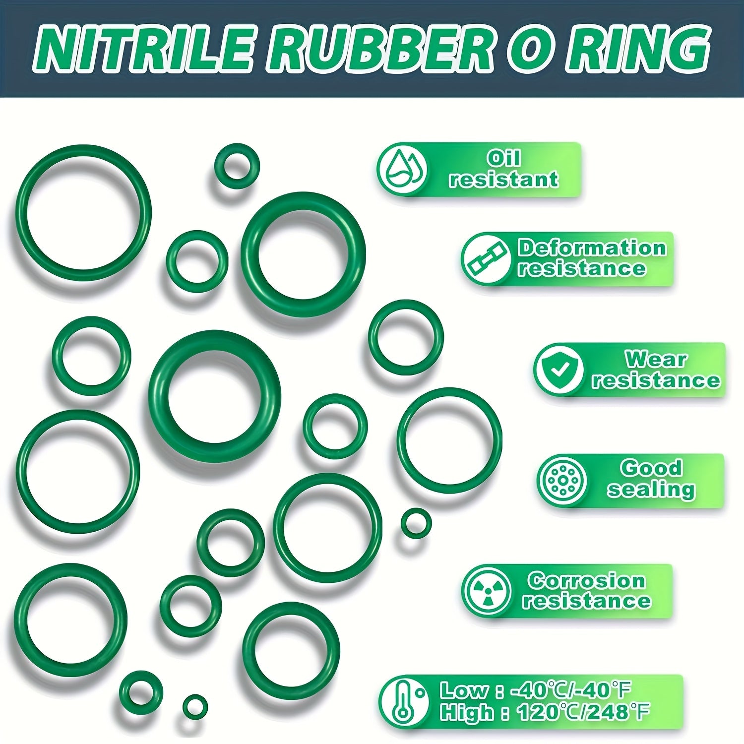 595-Piece Automotive AC O-Rings Kit Synthetic Rubber for Car A/C and Plumbing