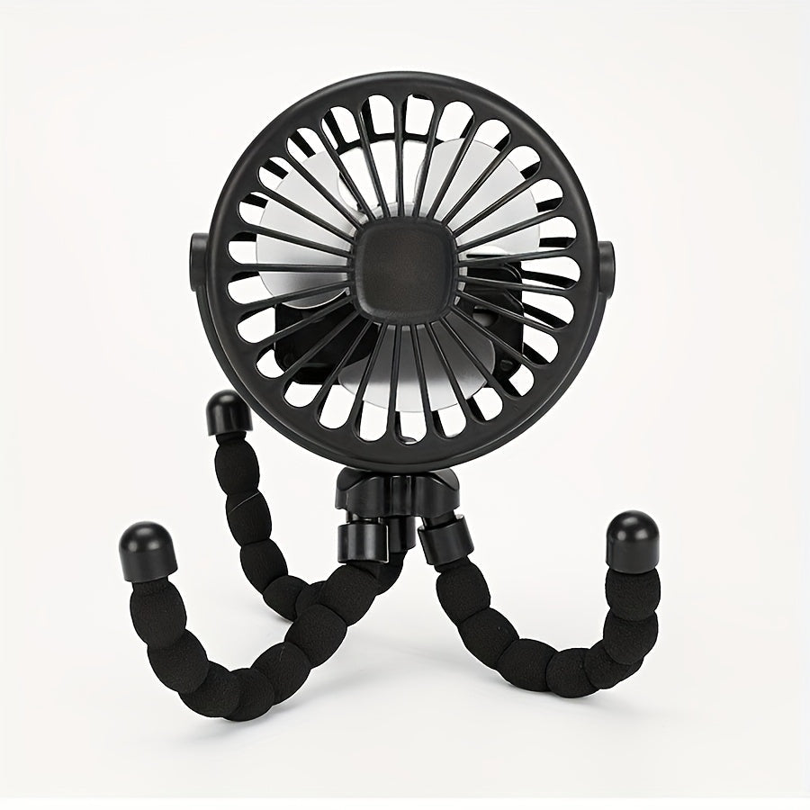 Octopus-Shaped LED Light Mini Fan Portable Wearable Fan with Flexible Tripod