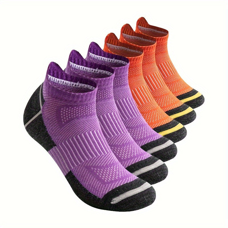 6 AceFine erkaklar uchun sport paypoqlari, nafas oladigan to'r, namni so'rish, qulay moslashuv, yorqin ranglar, polyester/spandeks aralashmasi, yugurish va sport uchun ajoyib