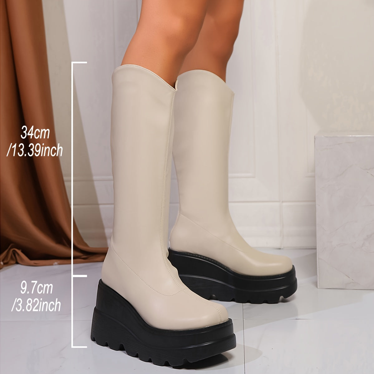 Женские ботинки на платформе в однотонном цвете для боевых сапог, всесезонные, челси, круглым носком