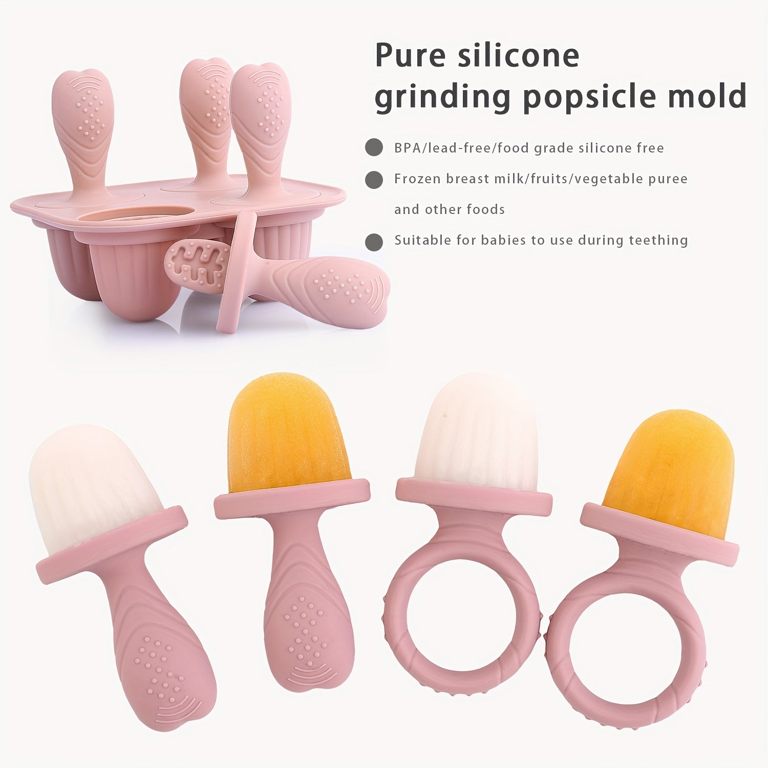Silicone Popsicle Mold for Homemade Ice Cream and Frozen Treats with 4 Holes