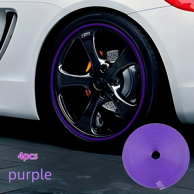 4pcs Car Wheel Hub Decorative Trim Anti-Scratch Tire Protection Strips Rubber