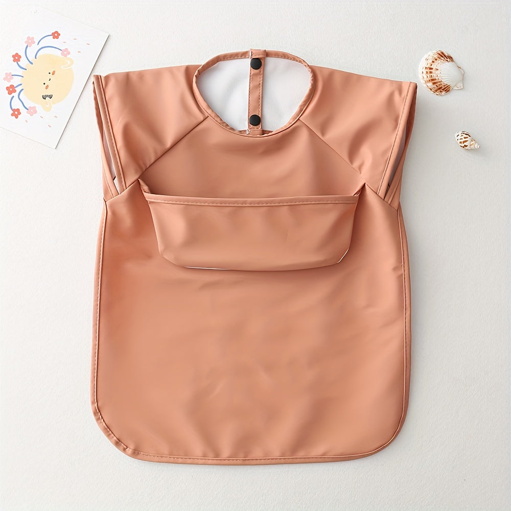 Baby Bib Waterproof Solid Color Sleeveless Feeding Bib for Infants