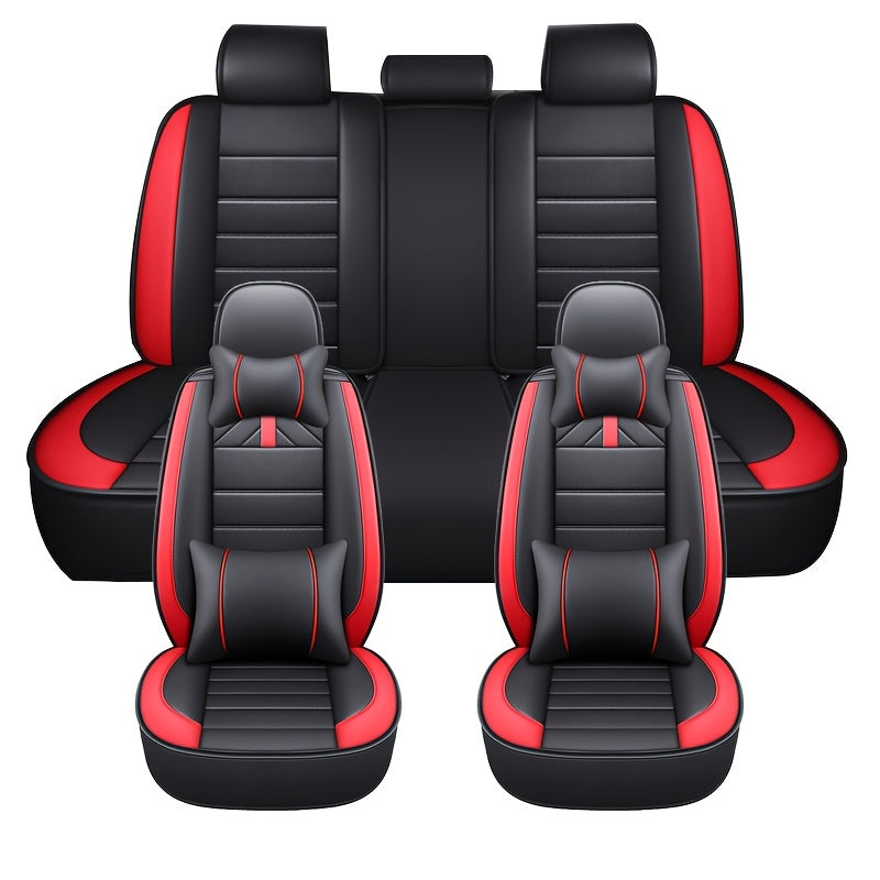 Funda de asiento para coche de cuero sintético para todas las estaciones, cobertura completa para asiento, compatible con coches de cinco plazas