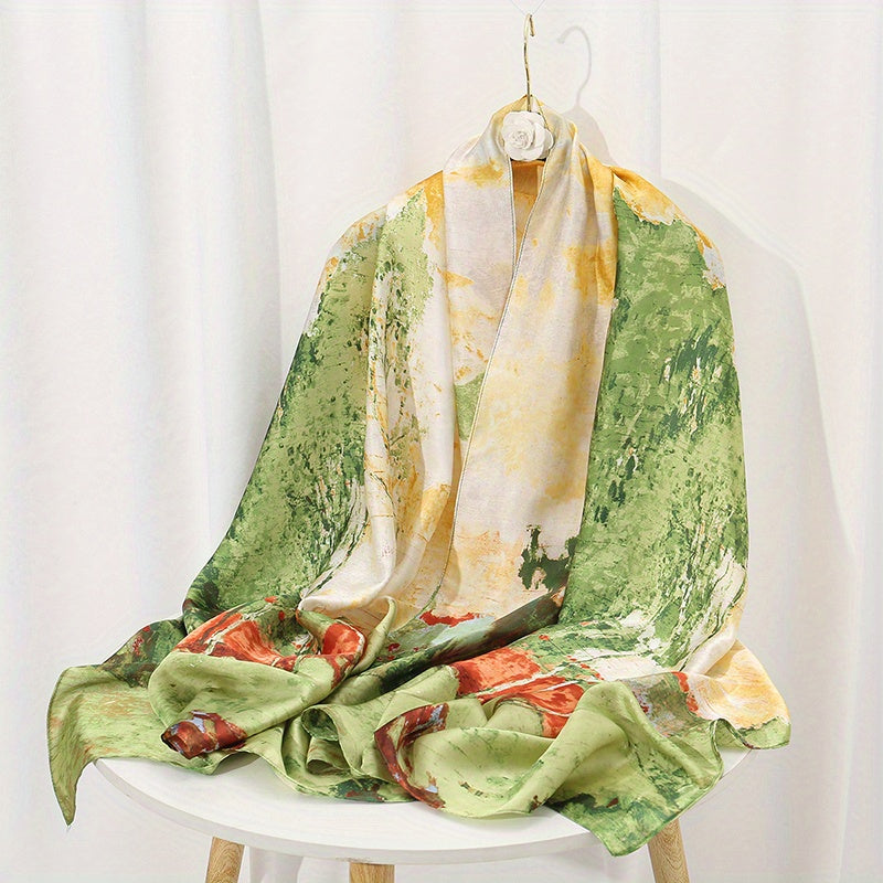 Unisex Shawl Scarf with Printed Landscape Design UV Protection Perfect Gift