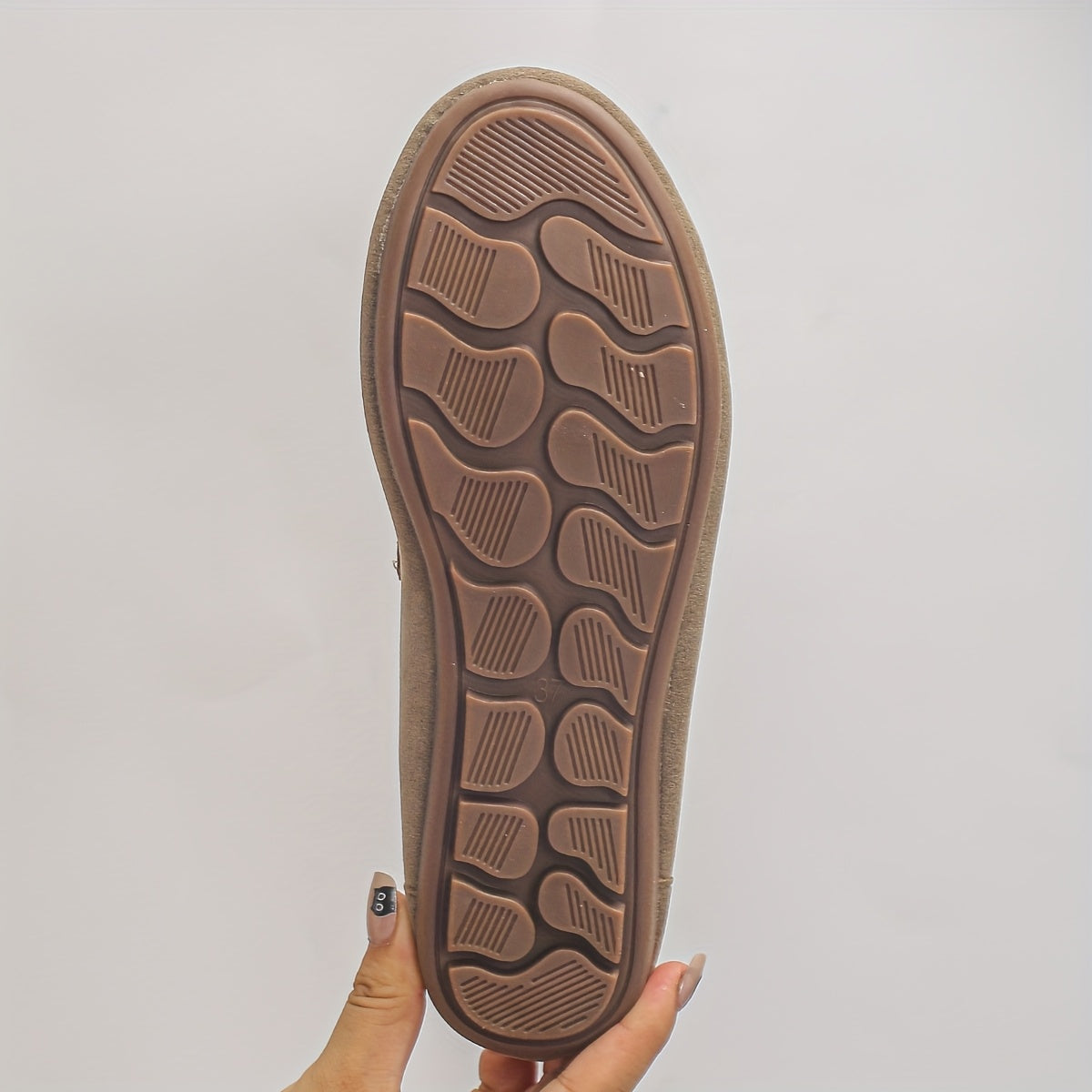 Women’s Slip-On Loafers Beige Floral Fringe Cushioned PU Insole