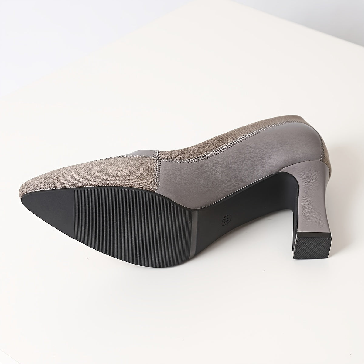 Women’s Spring Pointed Toe Mary Jane Heels Synthetic Cover Embroidery Gray