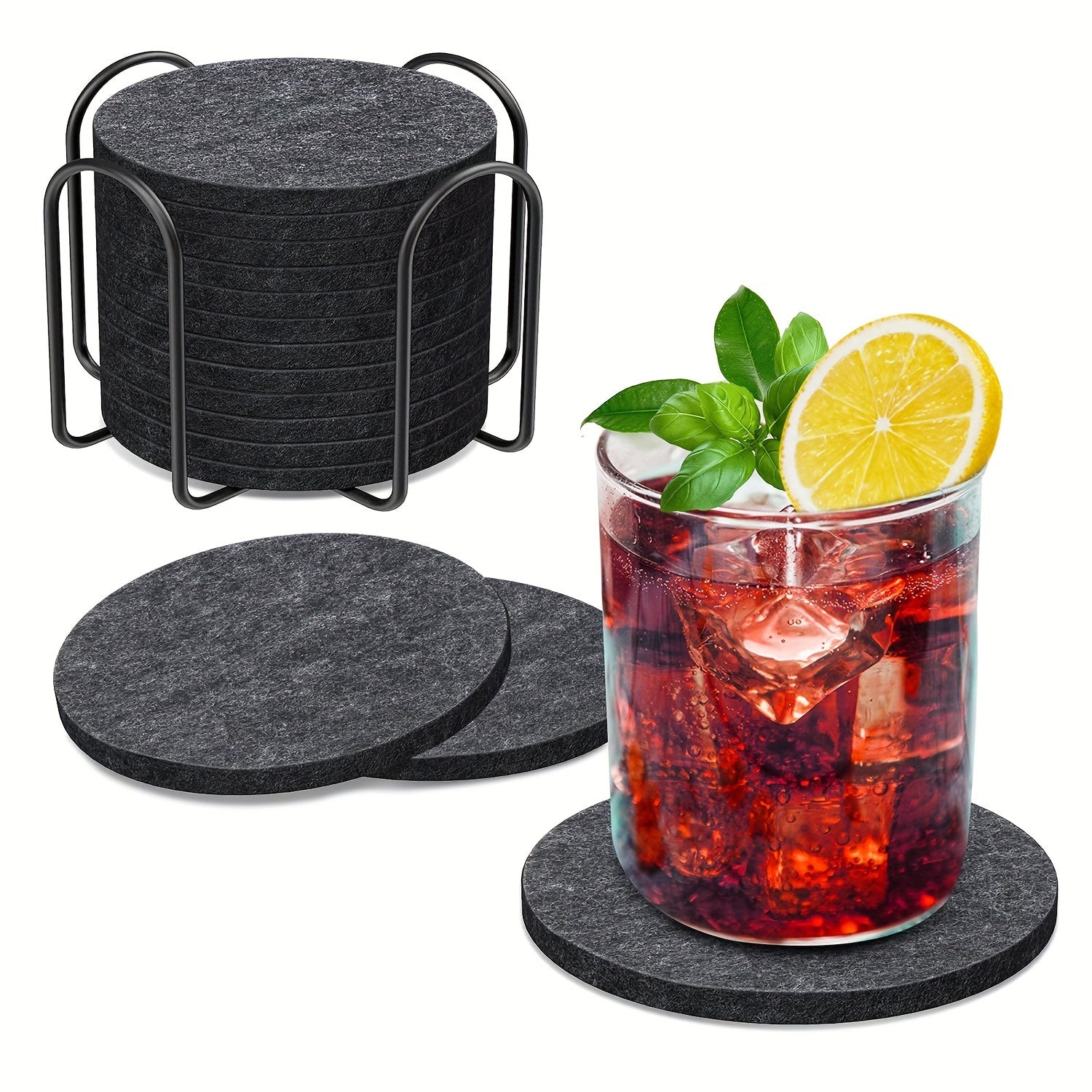 Juego de 12 posavasos de fieltro con soportes para bebidas y protección de mesa