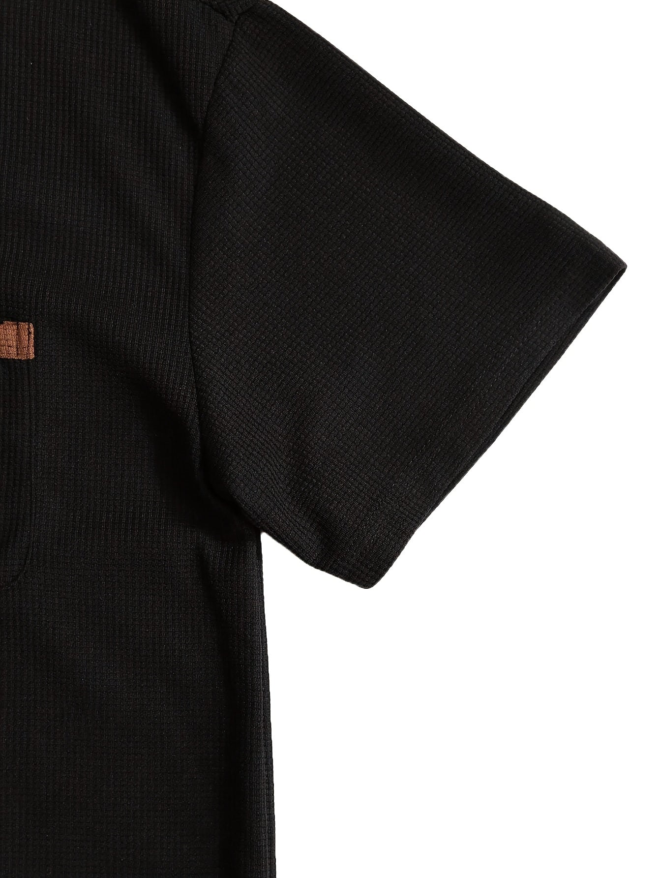 Мужская черная футболка из вафельной вязки, повседневная, с коротким рукавом, большой размер, полиэстер спандекс