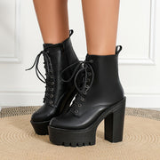 Women's Ankle Boots High Heel Solid Color Side Zipper Fabric Lining