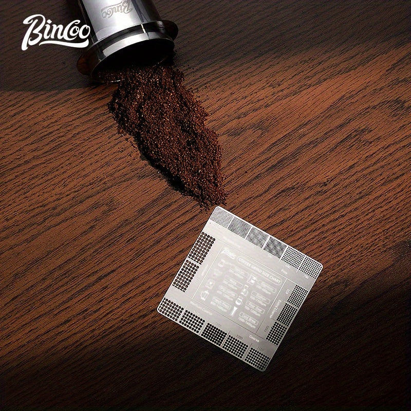 Tarjeta de referencia de la báscula para molinillos de café para comparación del grosor del polvo de café